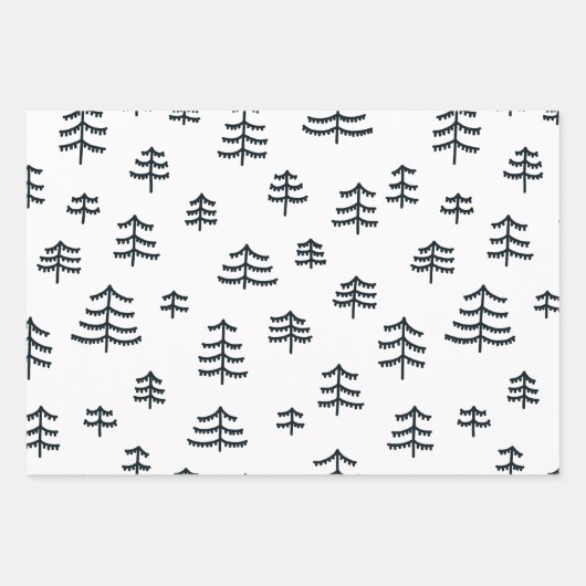 Moderne schwarz-weiße skandinavische Weihnachtsbau Geschenkpapier Set (Vorderseite 3)