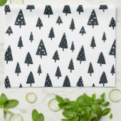 Moderne schwarz-weiße skandinavische Weihnachtsbau Geschirrtuch (Gefaltet)