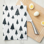 Moderne schwarz-weiße skandinavische Weihnachtsbau Geschirrtuch (Viertel Falte)
