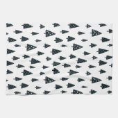 Moderne schwarz-weiße skandinavische Weihnachtsbau Geschirrtuch (Horizontal)