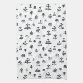 Moderne schwarz-weiße skandinavische Weihnachtsbau Geschirrtuch (Vertikal)