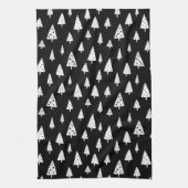 Moderne schwarz-weiße skandinavische Weihnachtsbau Geschirrtuch (Vertikal)