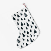Moderne schwarz-weiße skandinavische Weihnachtsbau Kleiner Weihnachtsstrumpf (Rückseite (Hängend))