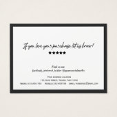 Moderne, schwarz-weiße Skripte QR-Code-Geschenkkar (Rückseite)