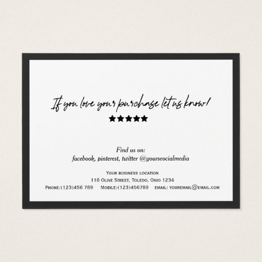 Moderne, schwarz-weiße Skripte QR-Code-Geschenkkar (Rückseite)