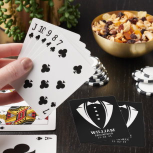 Moderne schwarz-weiße Smoking-Trauzeugin-Geschenk Spielkarten