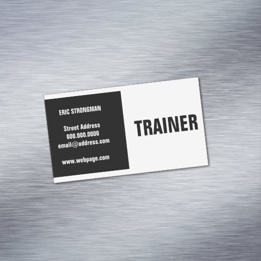 Moderne Schwarz-weiße Spalte Magnetische Visitenkarte (Beispiel)