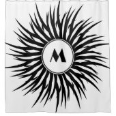 Moderne Schwarz-weiße Spiralmonogramm personalisie Duschvorhang (Vorderseite)