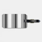 Moderne Schwarz-weiße Streifen Gepäckanhänger (Rückseite horizontal)