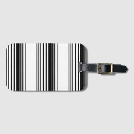 Moderne Schwarz-weiße Streifen Gepäckanhänger (Vorderseite (Horizontal))