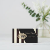 Moderne schwarz-weiße Streifen, Glitterlippen Visitenkarte (Stehend Vorderseite)