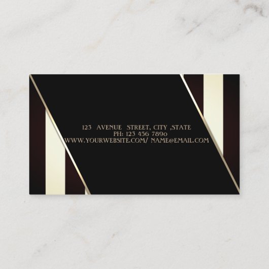 Moderne schwarz-weiße Streifen, Glitterlippen Visitenkarte (Rückseite)