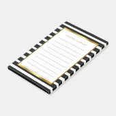 Moderne Schwarz-weiße Streifen Gold personalisiert Post-it Klebezettel (angewinkelt)