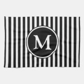 Moderne, schwarz-weiße Streifen in Monogramm Handtuch (Horizontal)
