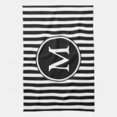 Moderne, schwarz-weiße Streifen in Monogramm Handtuch (Vertikal)