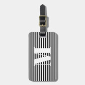 Moderne Schwarz-weiße Streifen mit Monogramm, kund Gepäckanhänger (Vorderseite vertikal)
