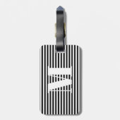 Moderne Schwarz-weiße Streifen mit Monogramm, kund Gepäckanhänger (Rückseite vertikal)