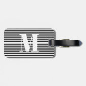 Moderne Schwarz-weiße Streifen mit Monogramm, kund Gepäckanhänger (Rückseite horizontal)