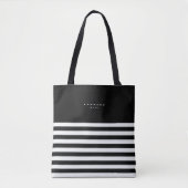 Moderne Schwarz-weiße Streifen Monogram Summer Tasche (Vorderseite)