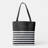 Moderne Schwarz-weiße Streifen Monogram Summer Tasche (Rückseite)