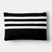 Moderne Schwarz-weiße Streifen und feine Bezeichnu Zubehörtasche (Rückseite)