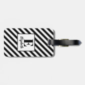 Moderne schwarz-weiße Streifen und Name Gepäckanhänger (Rückseite horizontal)