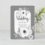 Moderne Schwarz-weiße Streifenhochzeit Einladung (Stehend Vorderseite)