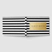Moderne Schwarz-weiße Stripe Hochzeit zum Geburtst Gästebuch (Voll)