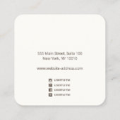 Moderne Schwarz-weiße Stuhlvorführung Quadratische Visitenkarte (Rückseite)