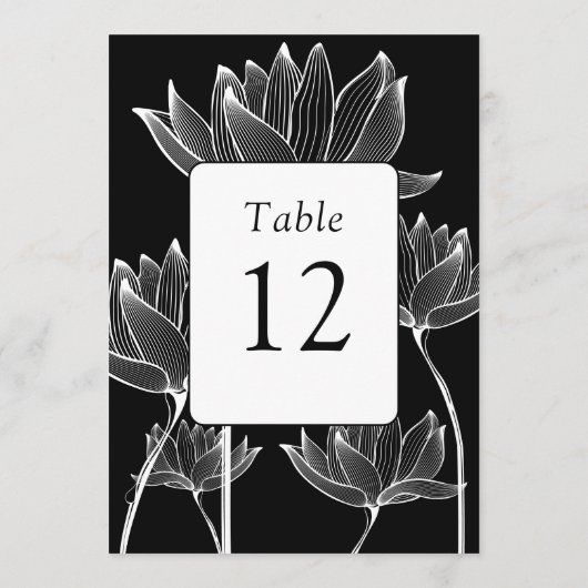 Moderne, schwarz-weiße Tischnummer (Rückseite)