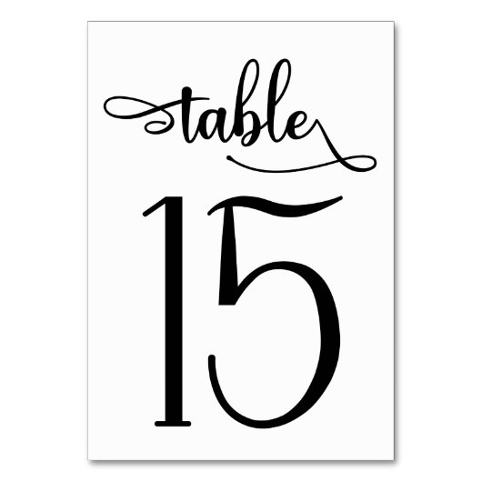 Moderne Schwarz-weiße Tischnummer 3,5 x 5 | Tabell (Vorderseite)