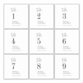 Moderne Schwarz-weiße Tischnummer Weinetiketten Aufkleber (Vorderseite)