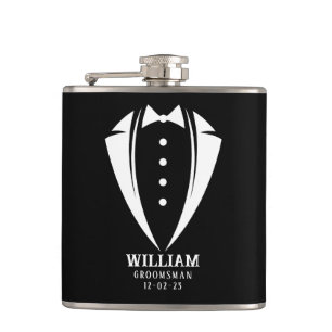 Moderne schwarz-weiße Trauzeugin-Geschenke Flachmann