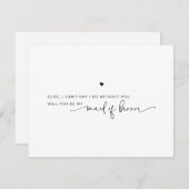 Moderne Schwarz-weiße Trauzeugin - Vorschlagskarte (Vorne/Hinten)