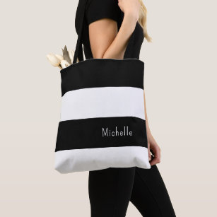 Moderne Schwarz-weiße, trendige Streifen Tasche
