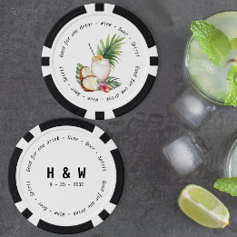 Moderne Schwarz-weiße Tropengetränkepause Pokerchips