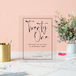 Moderne Schwarz-weiße Typografie 21 Foto Geburtsta Acrylschild