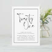 Moderne Schwarz-weiße Typografie 21 Foto Geburtsta Einladung (Stehend Vorderseite)