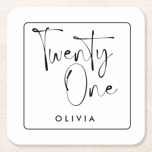 Moderne Schwarz-weiße Typografie 21 Foto Geburtsta Rechteckiger Pappuntersetzer (Vorderseite)