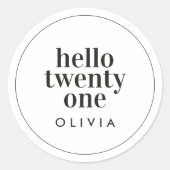 Moderne Schwarz-weiße Typografie 21 Foto Geburtsta Runder Aufkleber (Vorderseite)