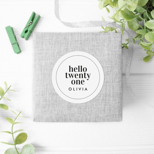 Moderne Schwarz-weiße Typografie 21 Foto Geburtsta Runder Aufkleber