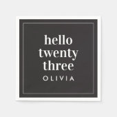 Moderne Schwarz-weiße Typografie 21 Foto Geburtsta Serviette (Vorderseite)