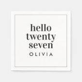 Moderne Schwarz-weiße Typografie 21 Foto Geburtsta Serviette (Vorderseite)