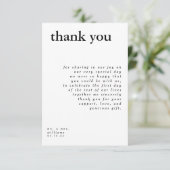 Moderne Schwarz-weiße Typografie Hochzeit Danke Einladung (Stehend Vorderseite)