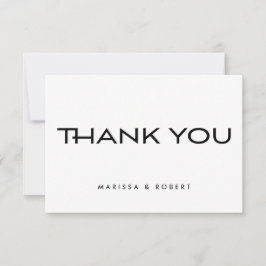 Moderne Schwarz-weiße Typografie-Hochzeit Dankeskarte