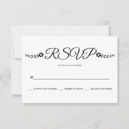 Moderne schwarz-weiße Typografie Hochzeit RSVP Karte