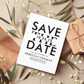 Moderne Schwarz-weiße Typografie Save the Date Inv Postkarte