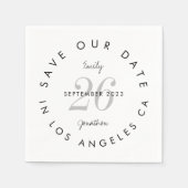 Moderne Schwarz-weiße Typografie Save the Date Serviette (Vorderseite)