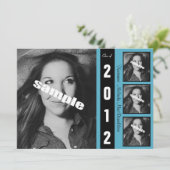 Moderne Schwarz-weiße u. blaue Einladung (Stehend Vorderseite)