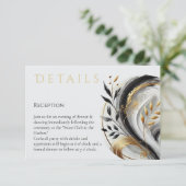 Moderne Schwarz-weiße und goldene Hochzeit - botan Begleitkarte (Stehend Vorderseite)